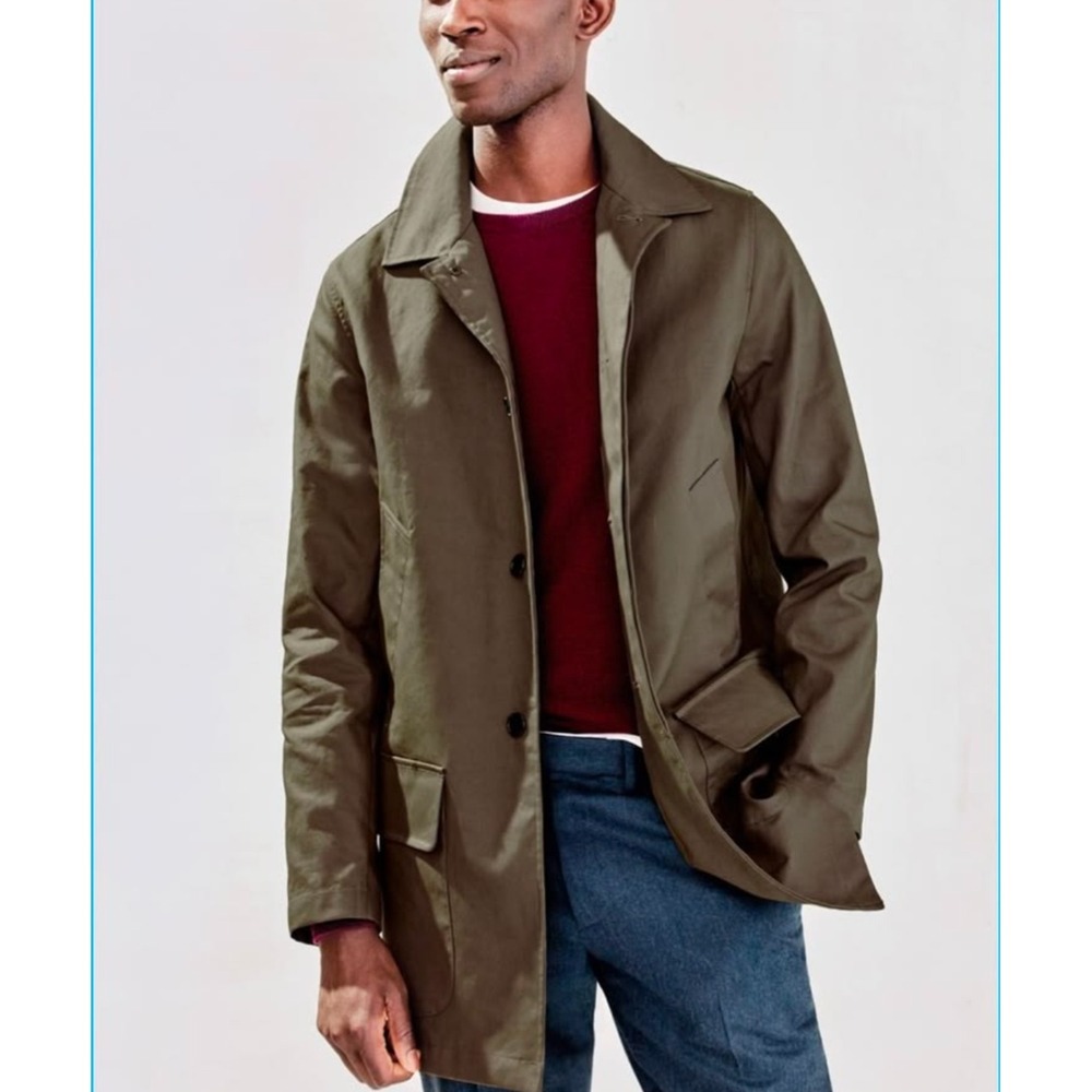 J.Crew Ludlow Men XL Olive Green Cotton Twill Car Coat Jacket Outerwear